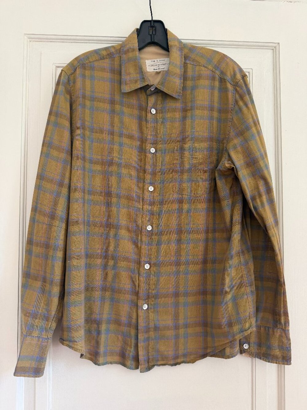 Rag & Bone Tailored Workwear Plaid Cotton Button-Down Shirt Men’s Medium